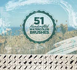 51个毛笔墨迹效果的PS笔刷：51 Handcrafted Watercolor Brushes